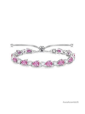 Sterling Silver Tourmaline Birthstone Tennis Bolo Bracelet Adjustable